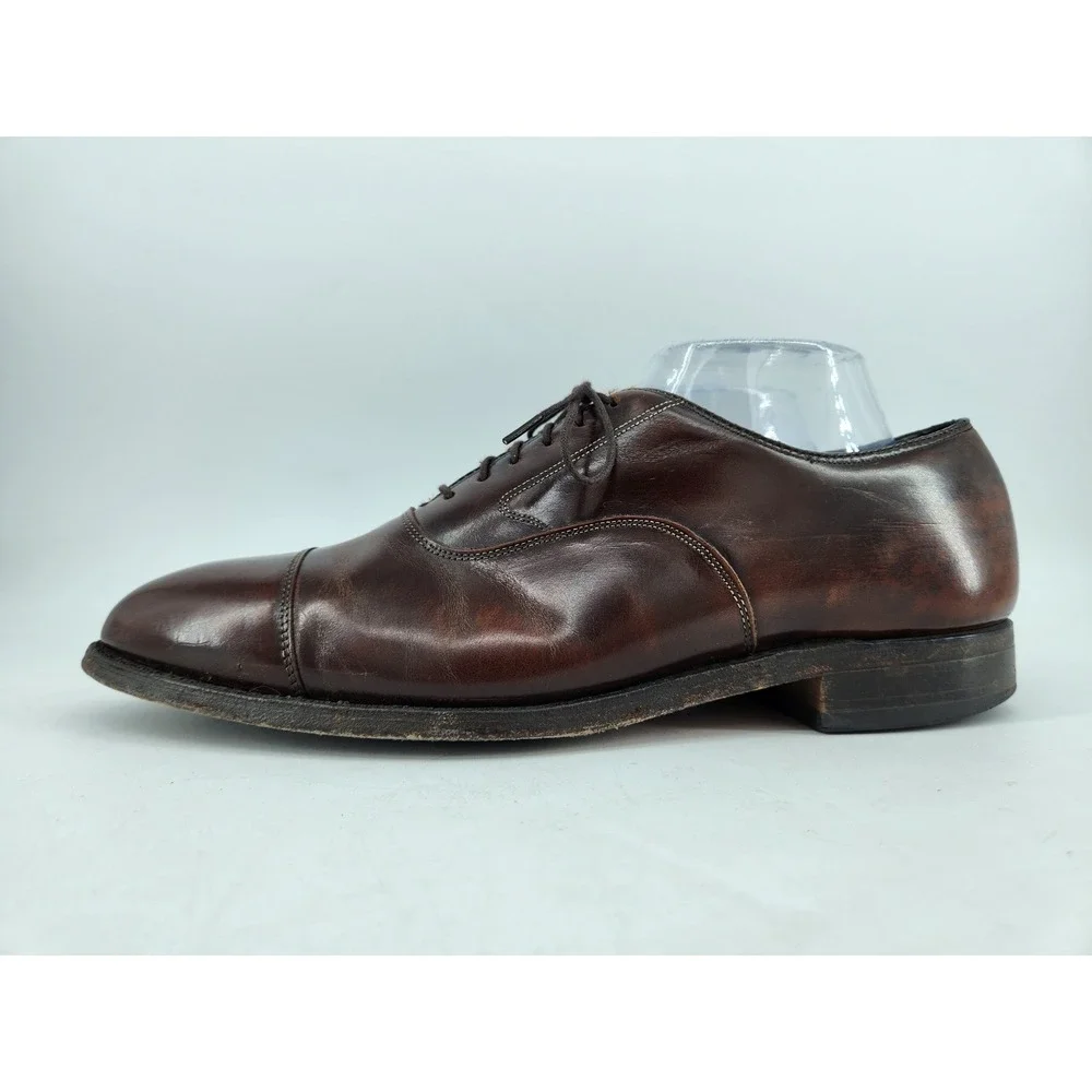Johnston & Murphy Optima Oxford Mens 9 D Brown Leather Cap Toe Dress Shoes